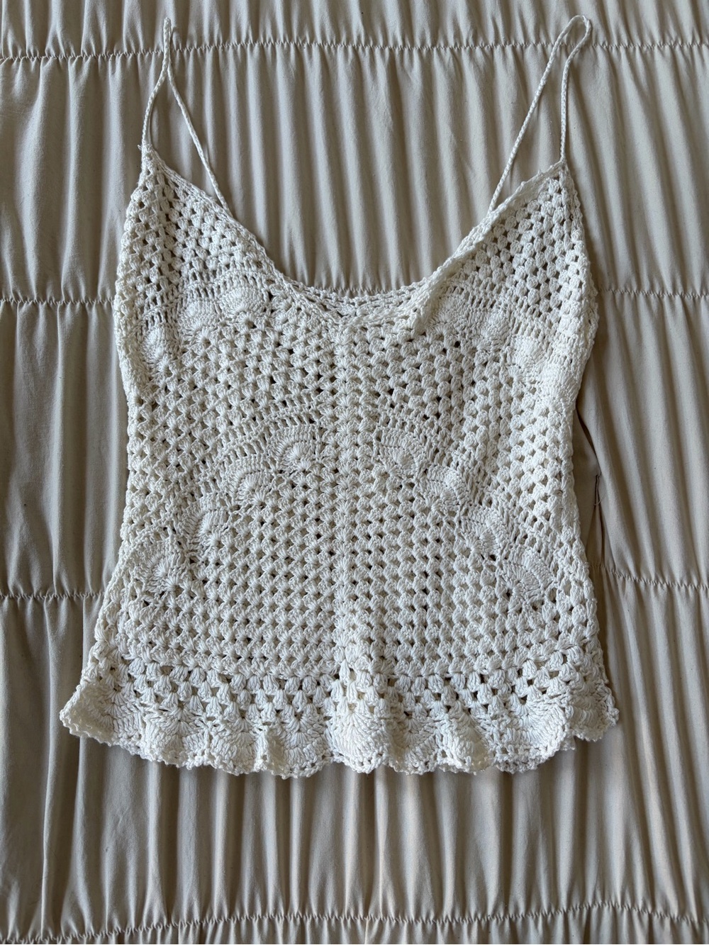 White Crochet Camisole Tank Top